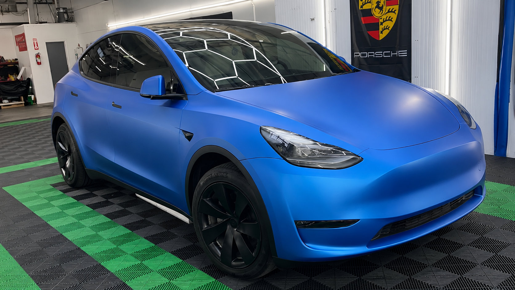 Satin Blue Wrap — Tesla Model Y