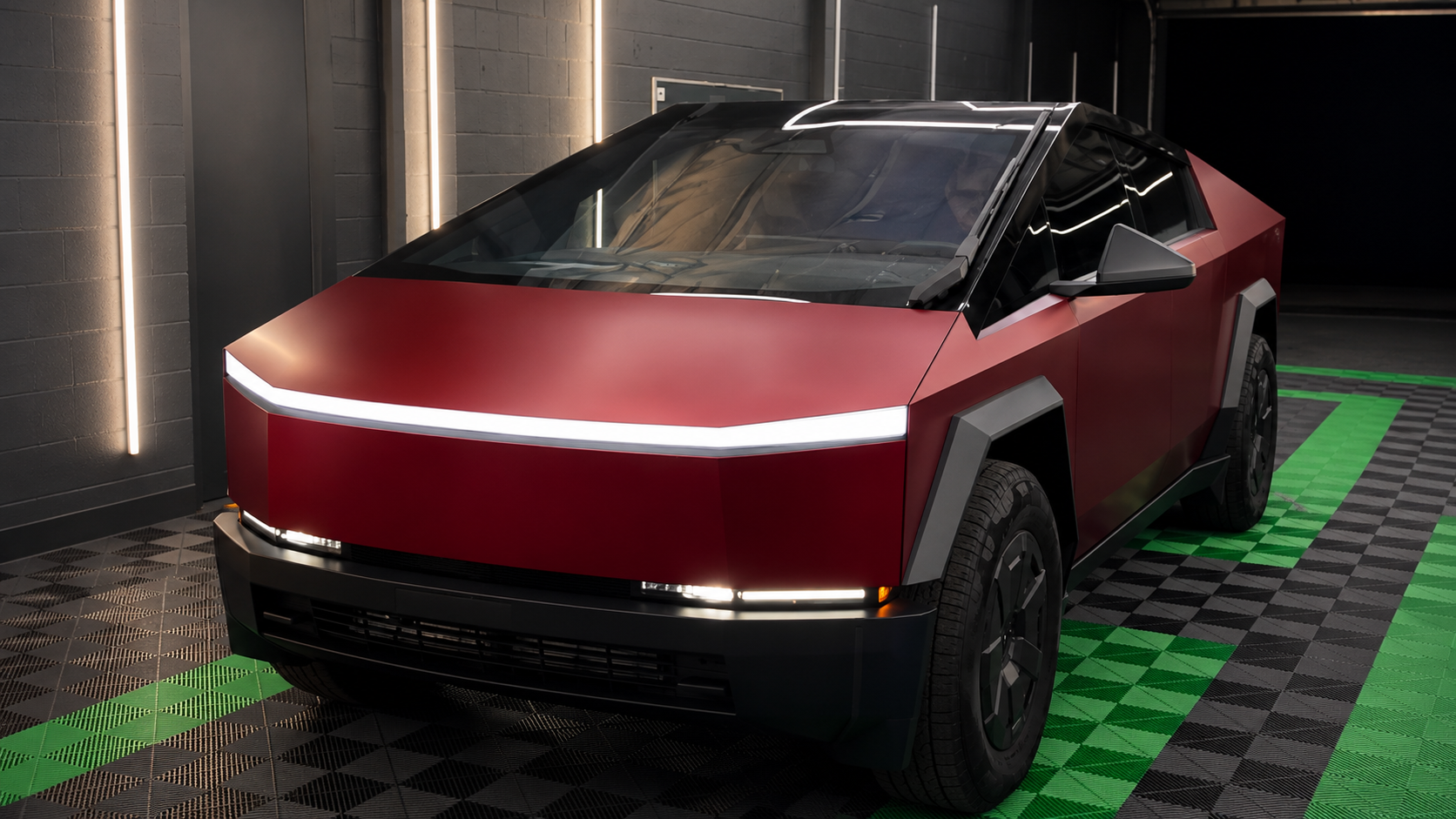 Matte Red Wrap — Tesla Cybertruck